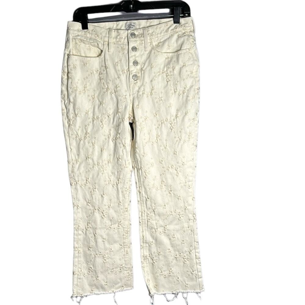 J. Crew Cream Eyelet Cropped Jeans